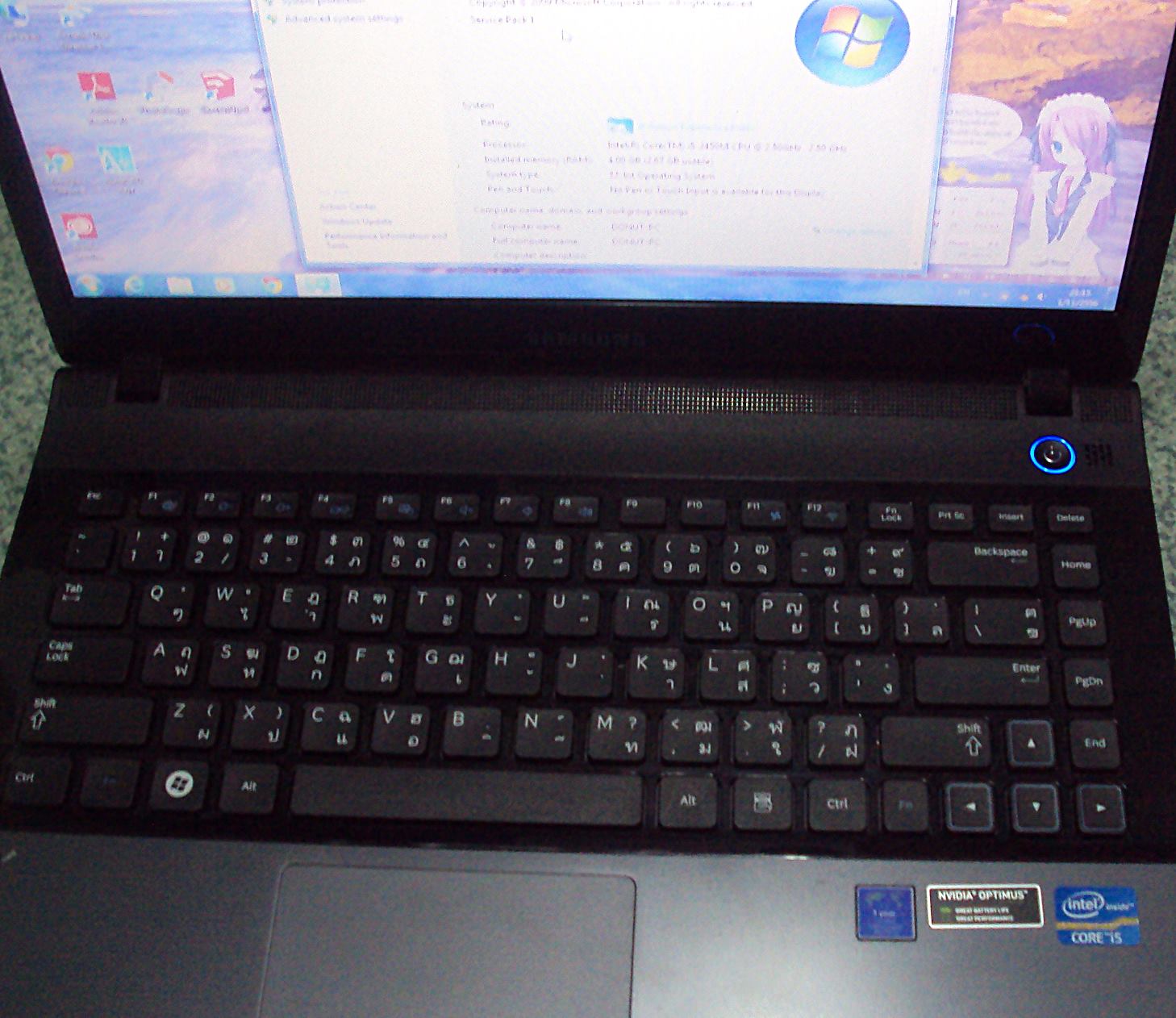 โน๊ตบุ๊ค samsung core i5  RAM 4  GB  HDD 700 GB