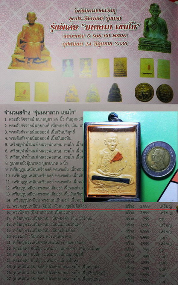 พระผงรูปเหมือน(จัมโบ้)ฝังตะกรุดเงิน,จีวร ครบ5รอบ อุปสมบท