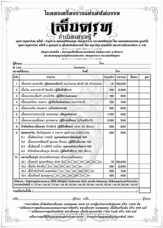 เปิดจองเครืองรางครุฑธานุภาพ วัดสันมะเหม้า เชียงราย