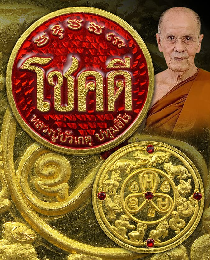 เหรียญโชคดี หลวงปู่บัวเกตุ ปทุมสิโร เนื้อทองคํา