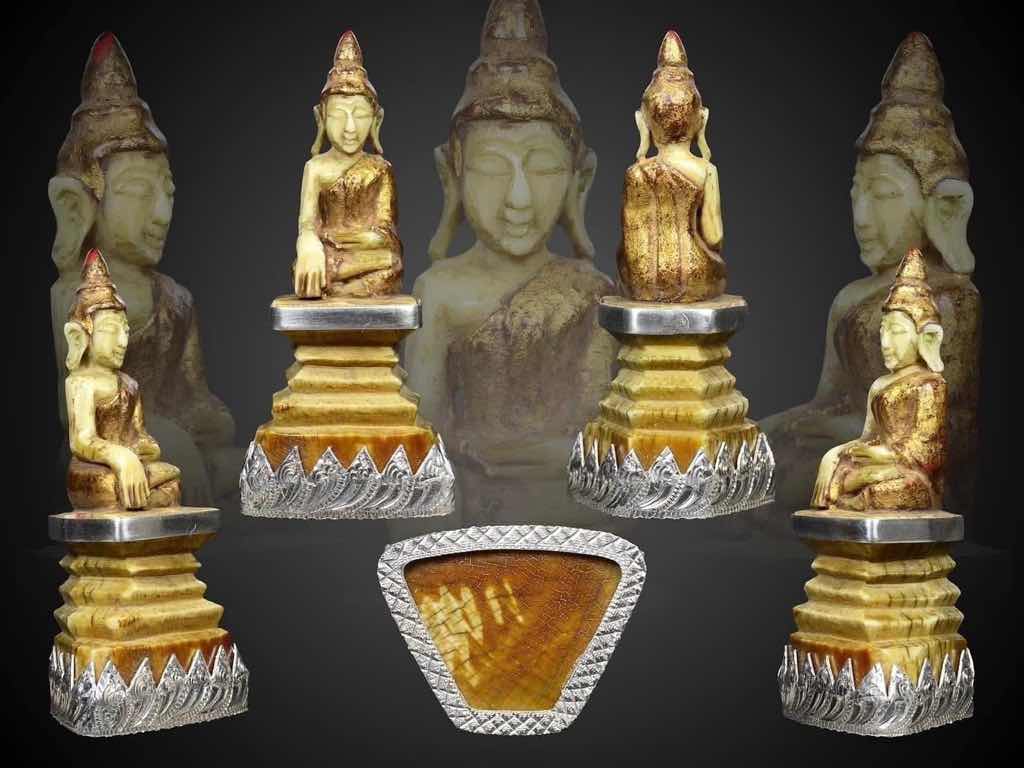 พระพุทธเนื้องาแกะ ศิลปะพม่า ลงรักปิดทอง
